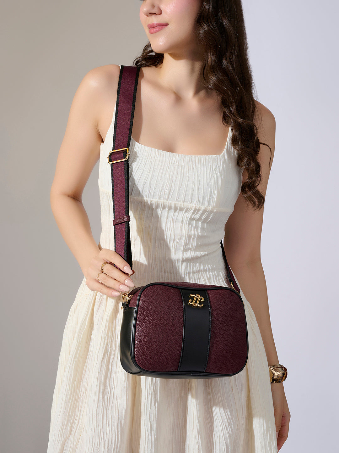 Tulsa Colourblock Box 'S Ladies Slingbag Maroon