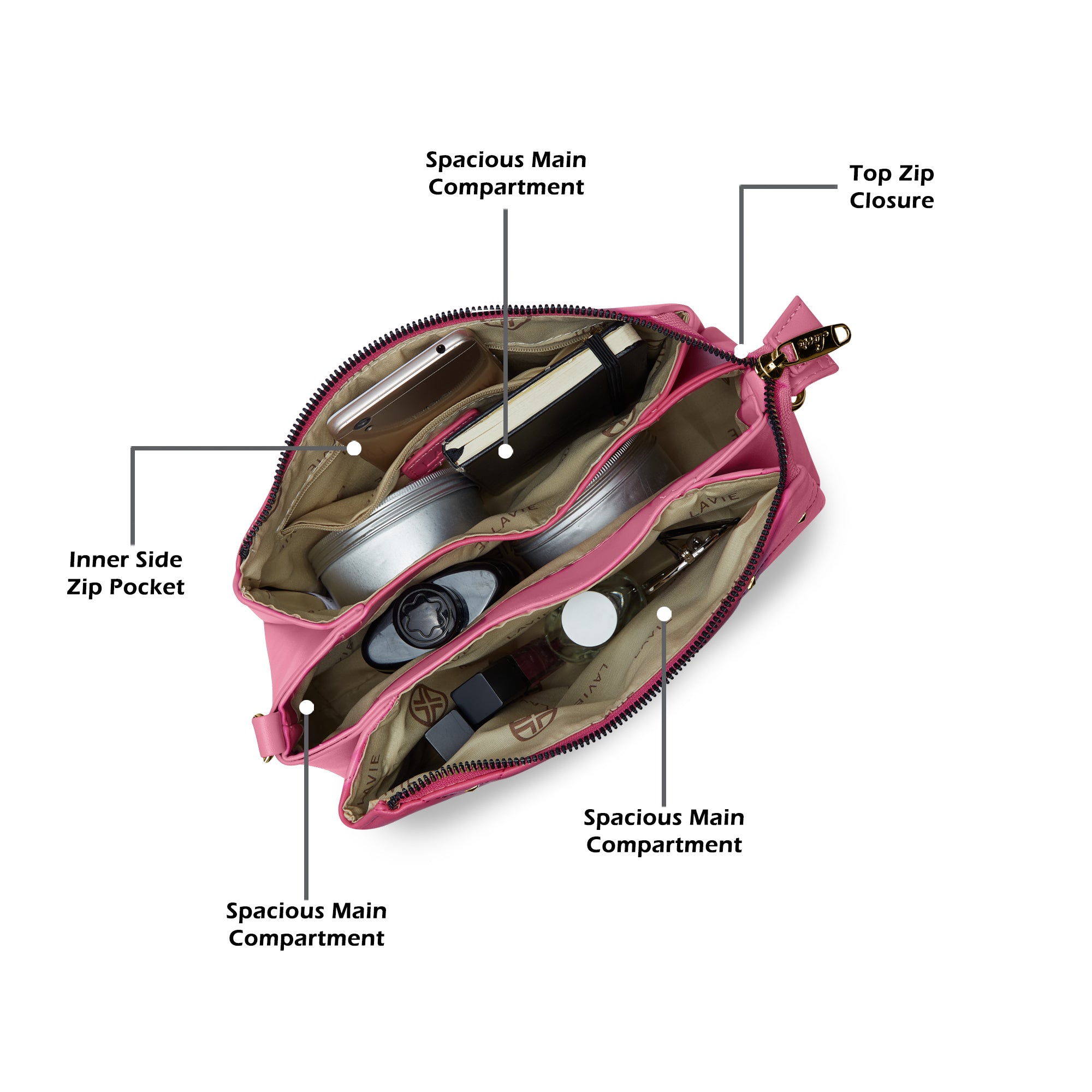 Stud Mesa 3 Compartments Sling Bag