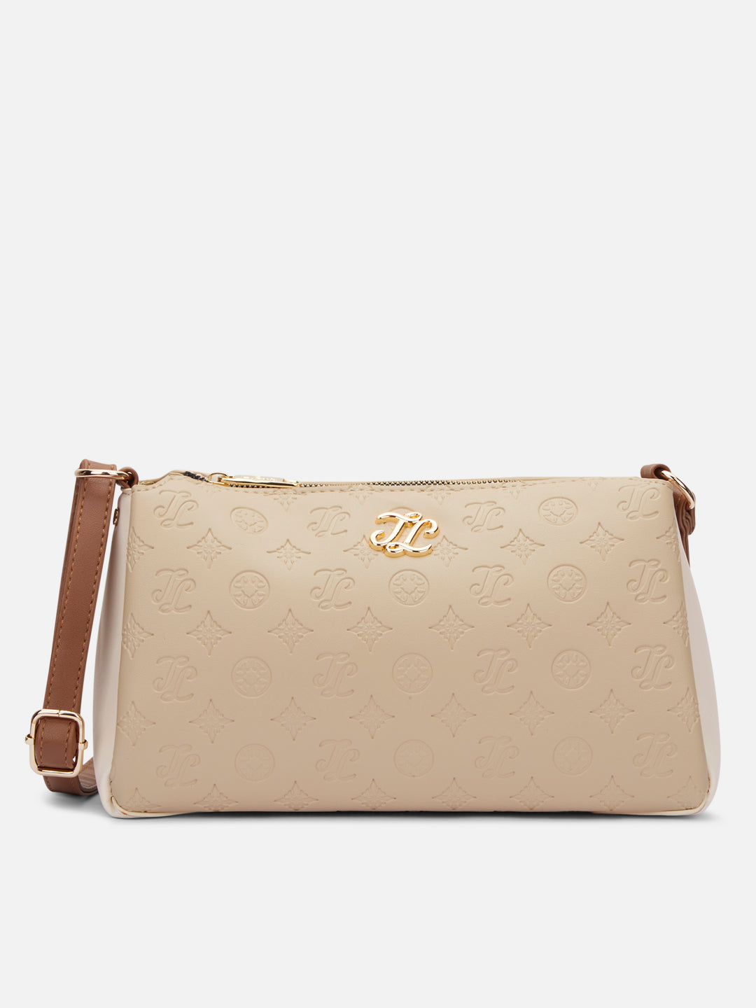 Colourblock Cuba 3 Compartment Medium Sling Bag Beige