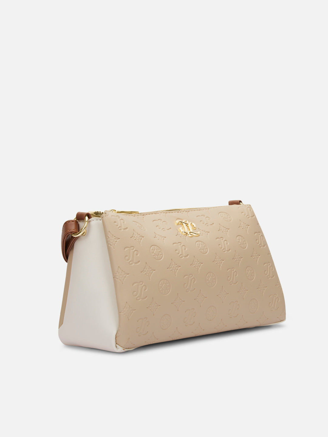 Colourblock Cuba 3 Compartment Medium Sling Bag Beige