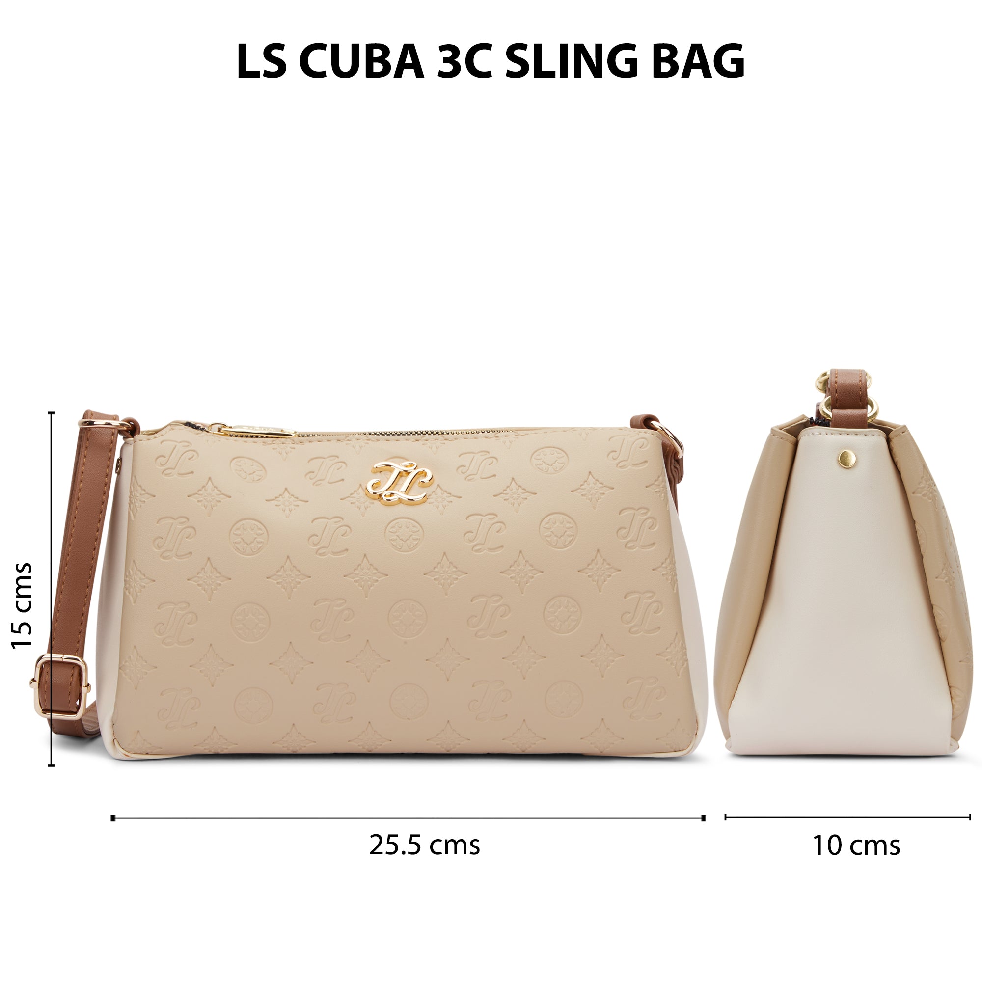 Colourblock Cuba 3 Compartment Medium Sling Bag Beige