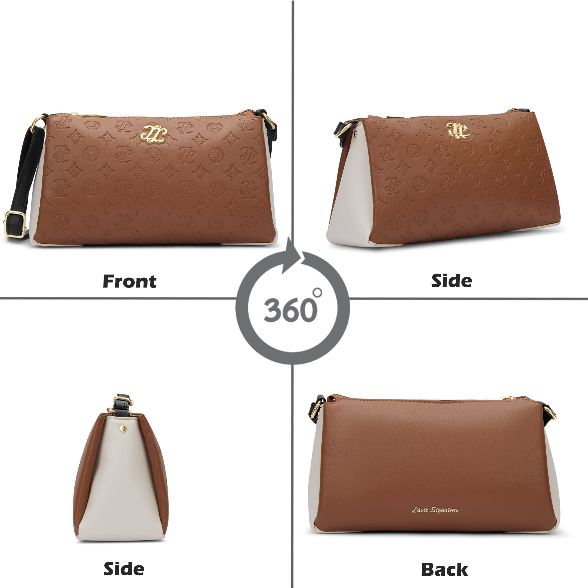 Colourblock Cuba 3 Compartment Medium Sling Bag Tan