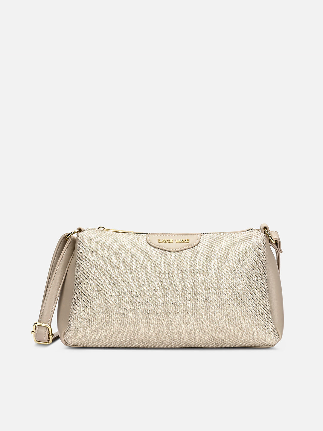 Glam Lizzy 3 Compartment Medium Sling bag Beige