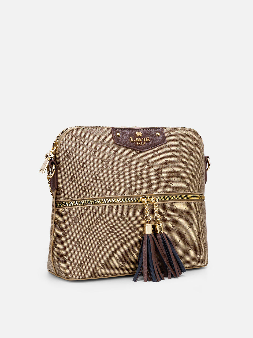 Mono Alfie Tassel Monogram Medium Sling Bag Latte