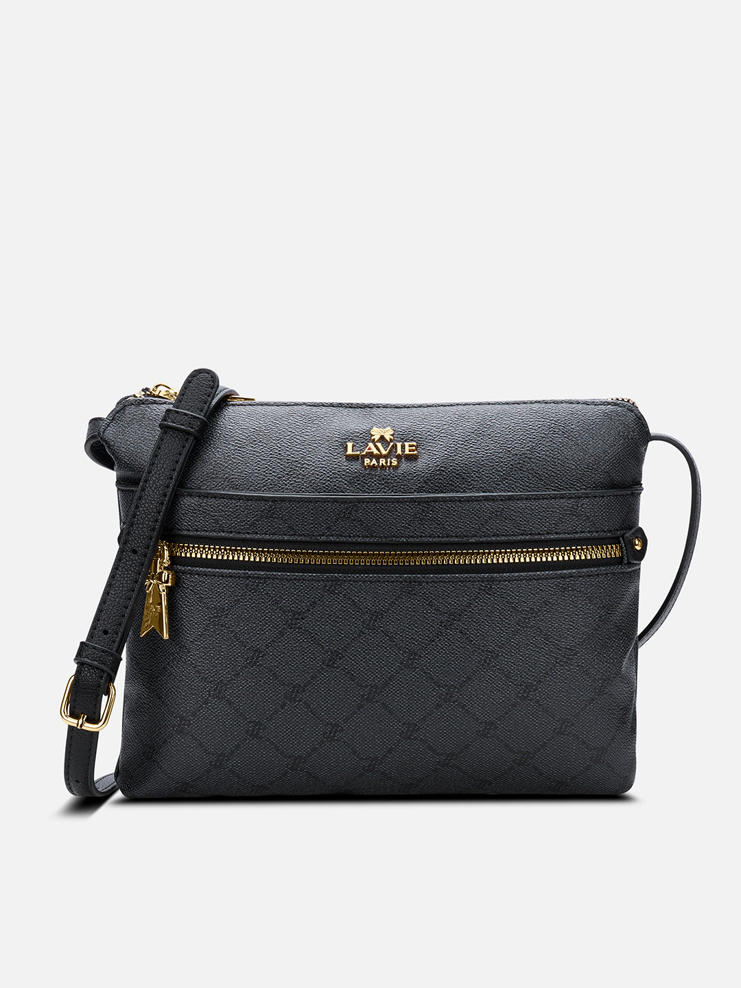 Mono Agnes Top Zip Monogram Small Sling Bag Charcoal