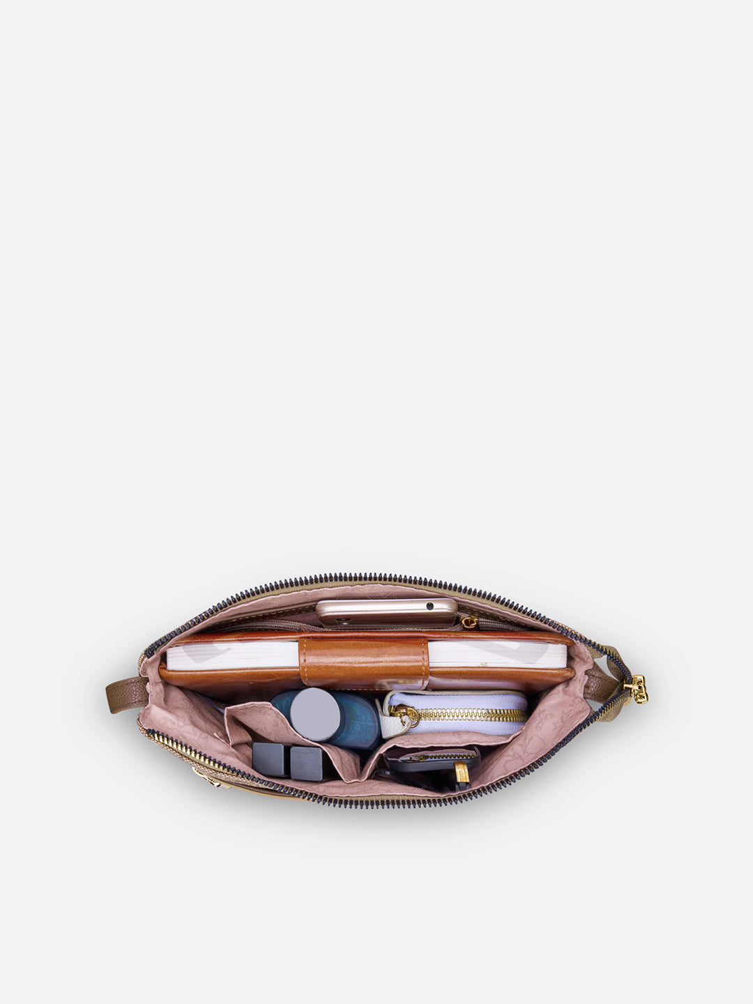 Mono Agnes Top Zip Monogram Small Sling Bag Latte