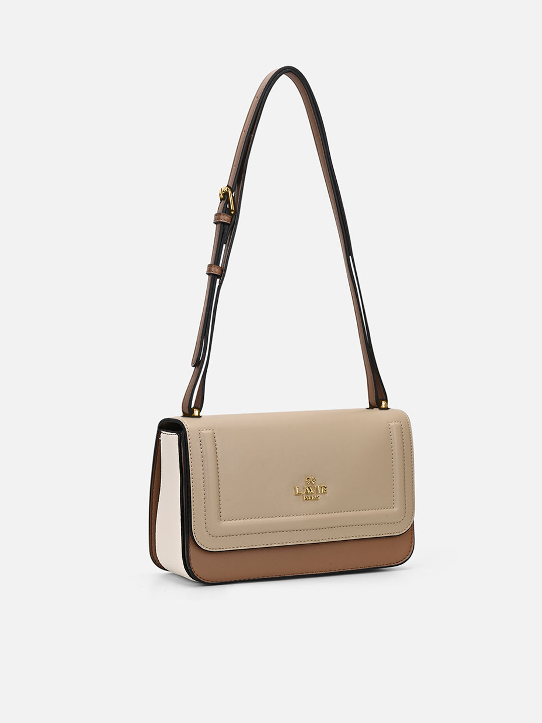 Camelia 3 Compartment Medium Flap Sling Bag Beige