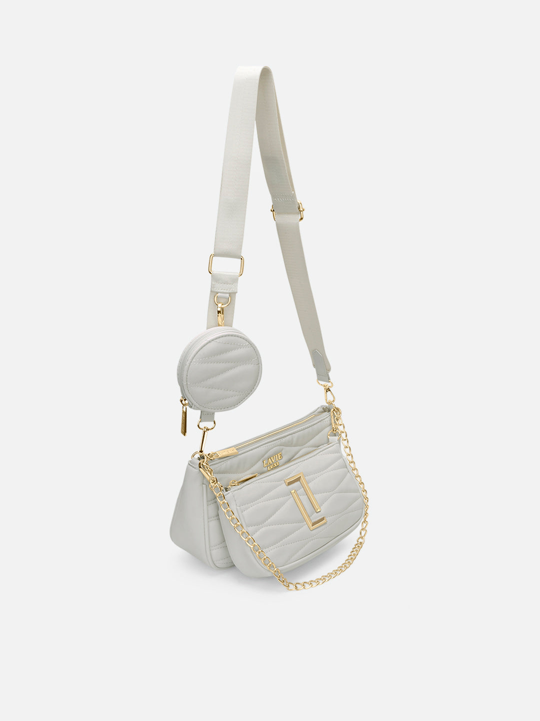 Lucie Quilted 3Piece Slingbag Off White