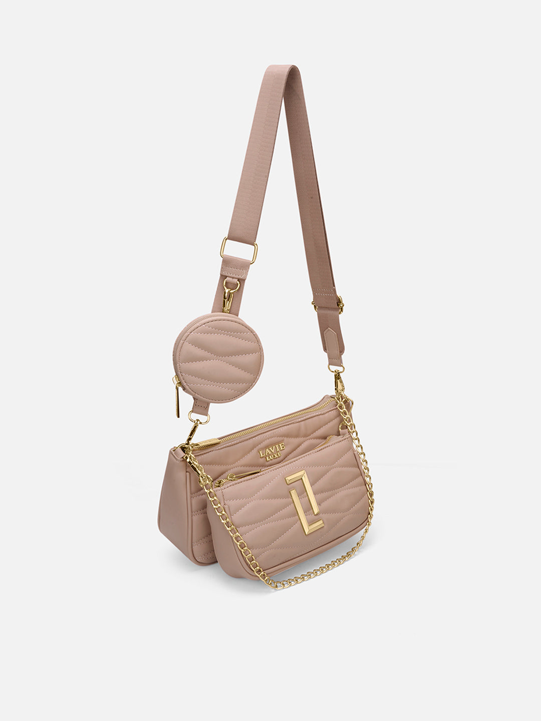 Lucie Quilted 3Piece Slingbag Mocha