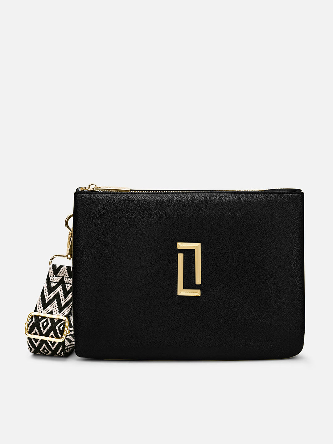 Milan 5 Compartment Large Black Sling Bag
