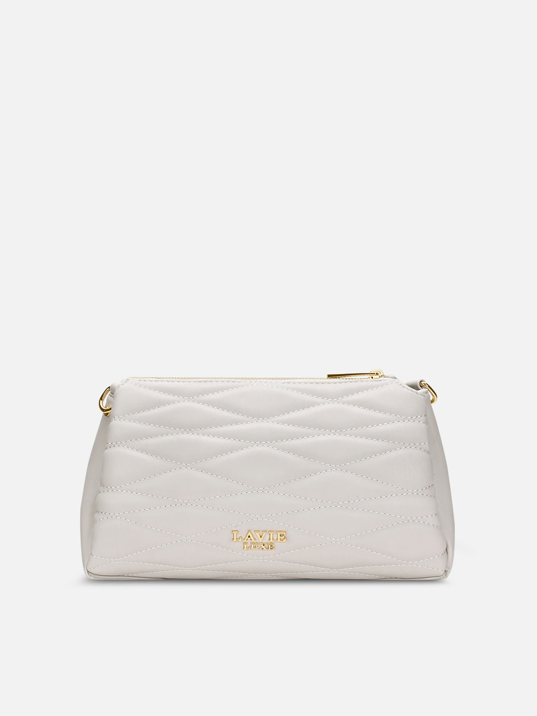 Lucie Quilted 3Compartment Slingbag Off White