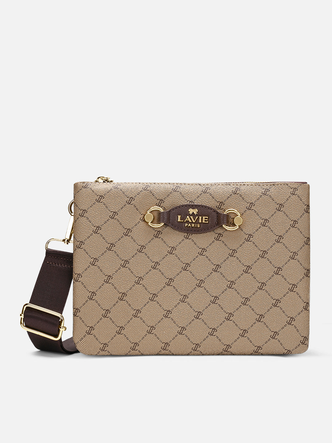 Mono Melvin 5 Compartment Large Sling Bag Latte