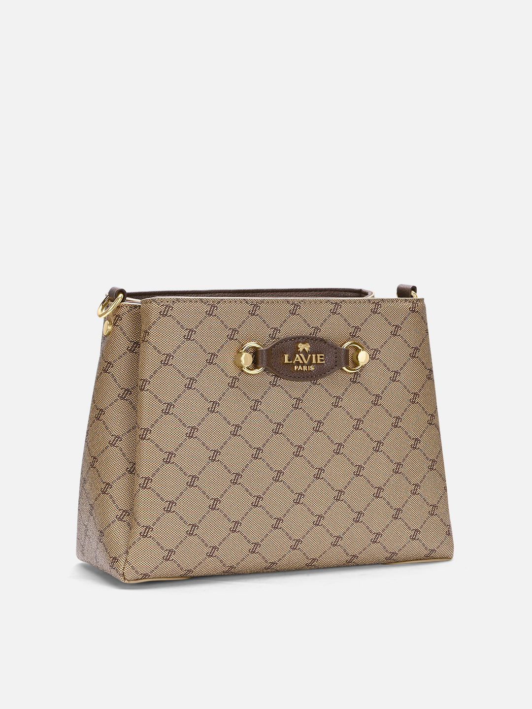 Mono Lior 3 Compartment Large Sling Bag Latte