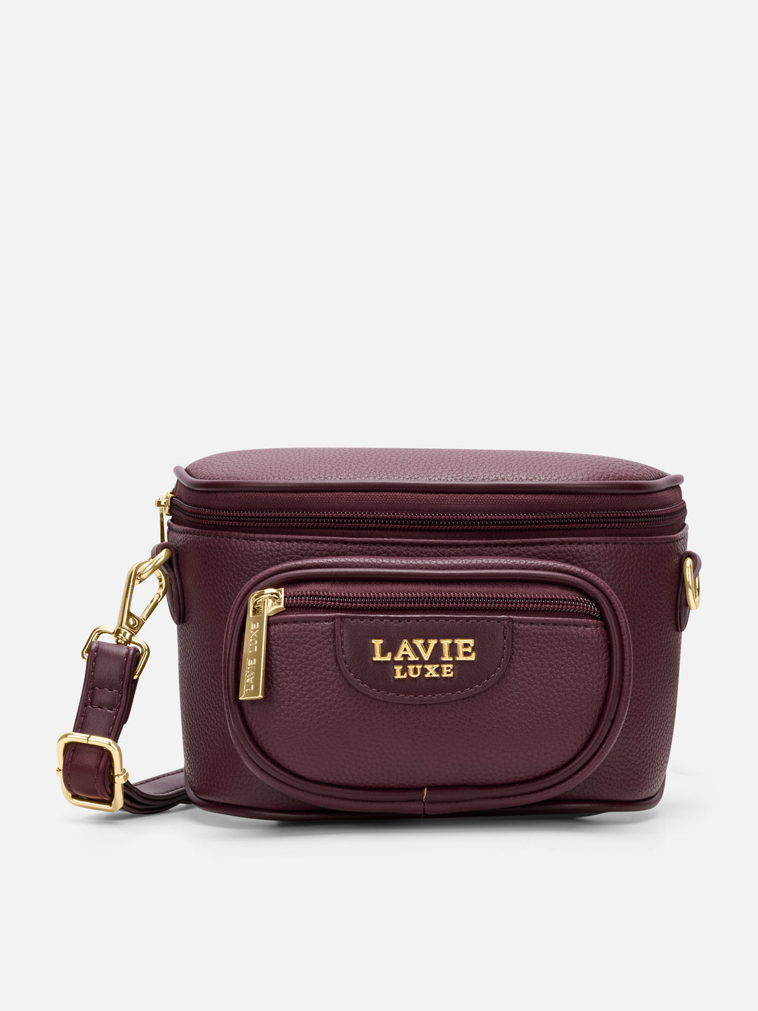 Sophie Oval Top Zip Small Wine Sling Bag