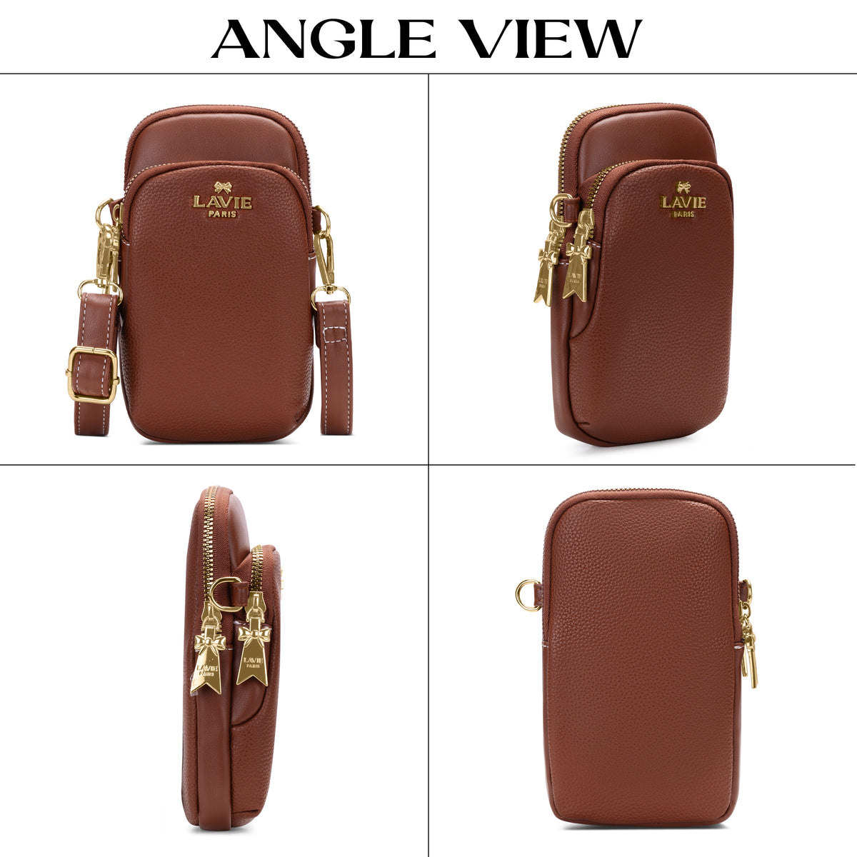 Soft Karen Mobile 2 Compartment Small Tan Sling Bag
