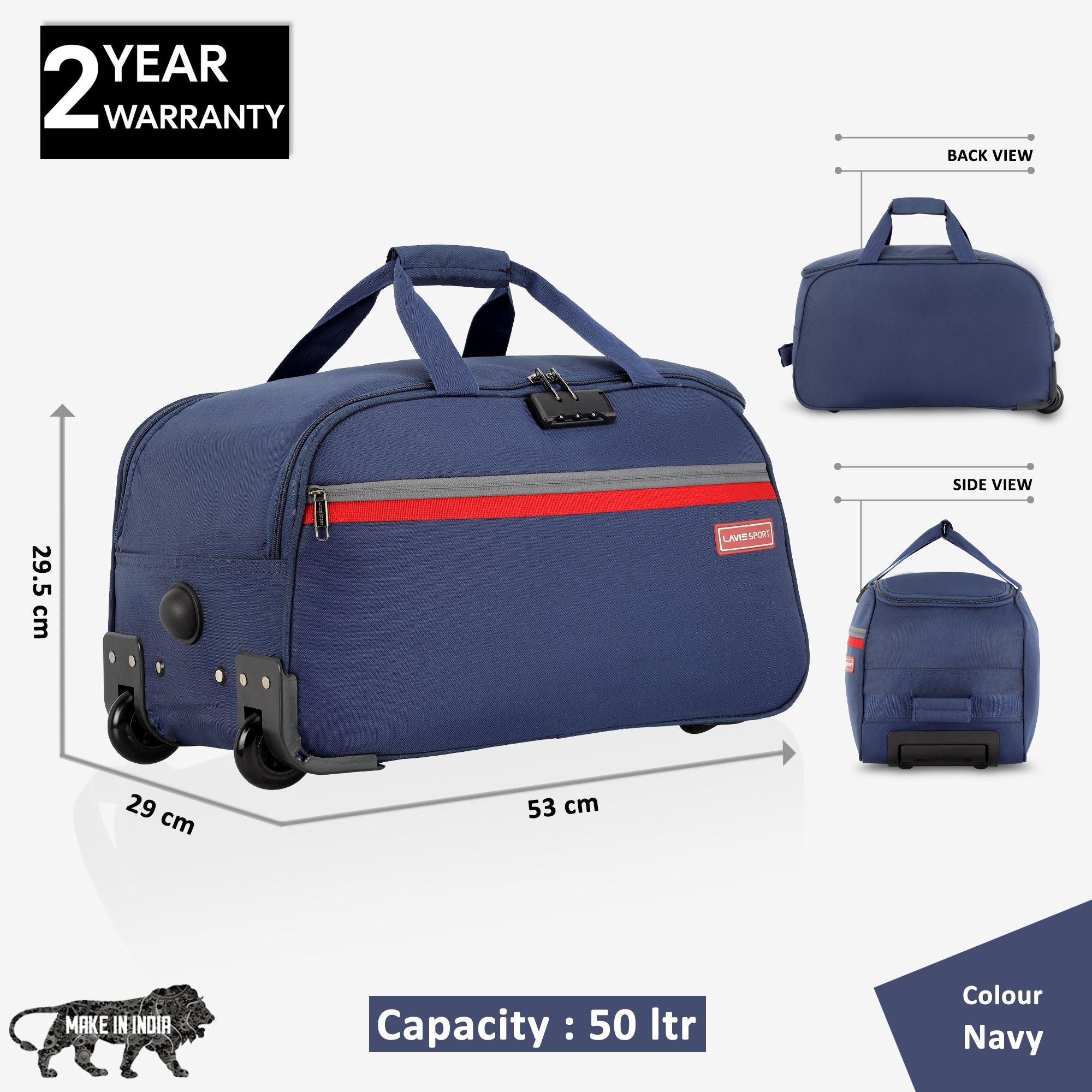 lavie-sport-cabin-size-53-cms-victor-combi-anti-theft-wheel-duffle-bag-navy-navy-small