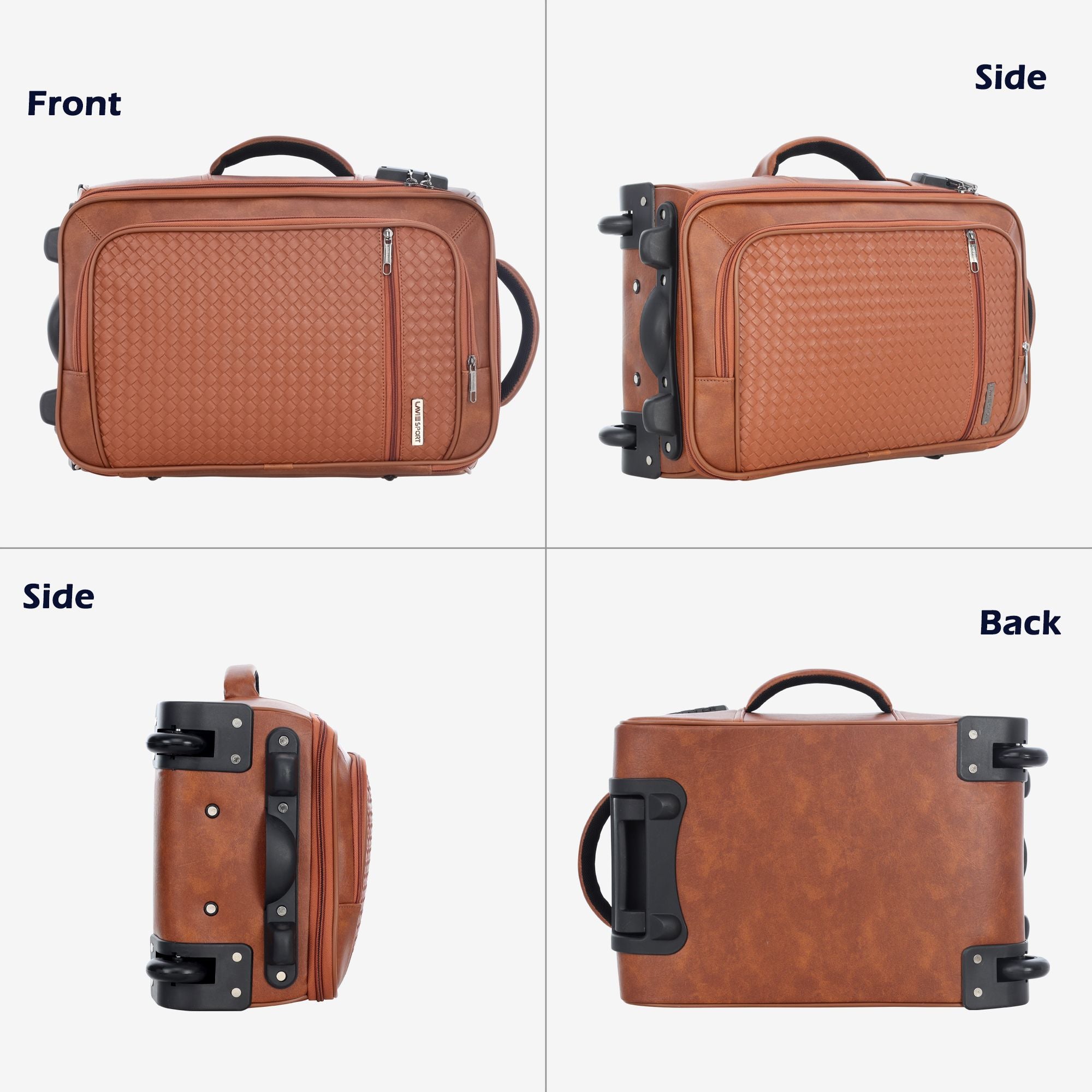 Premium Majestic Bottega Overnighter Laptop Trolley Duffle Bag Tan
