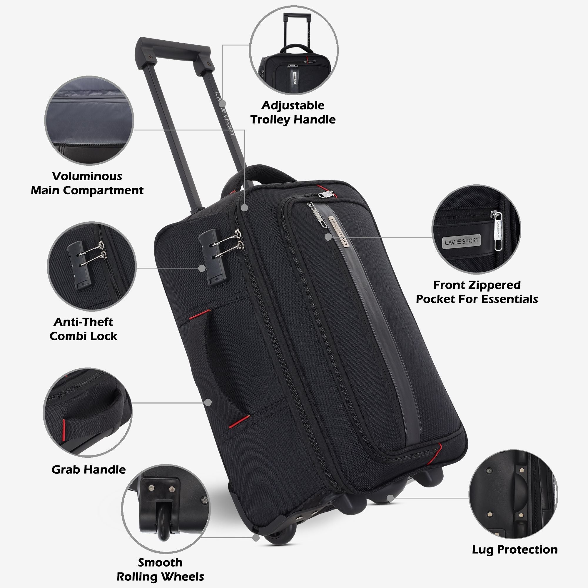 Royalty Wheel Duffle Bag Laptop Compatible Combi Lock Black/Black