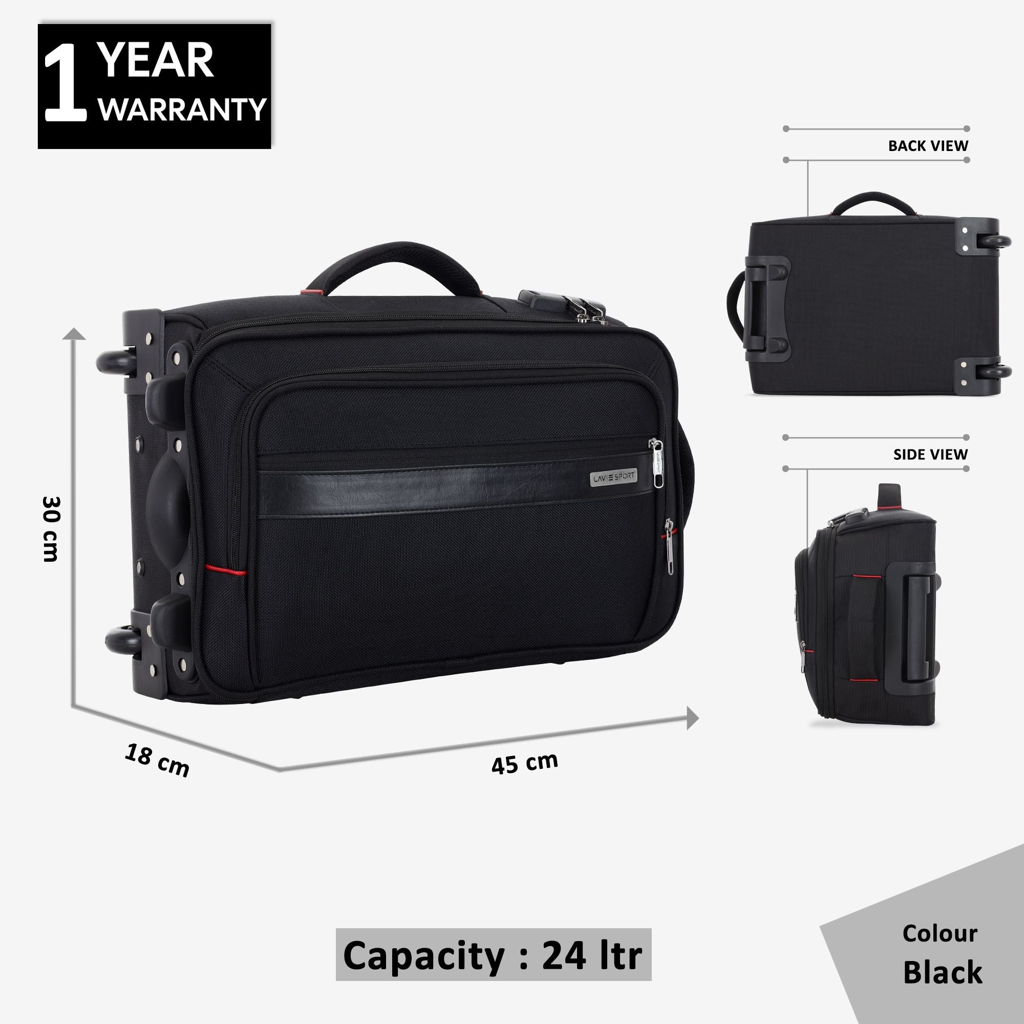 Royalty Wheel Duffle Bag Laptop Compatible Combi Lock Black/Black