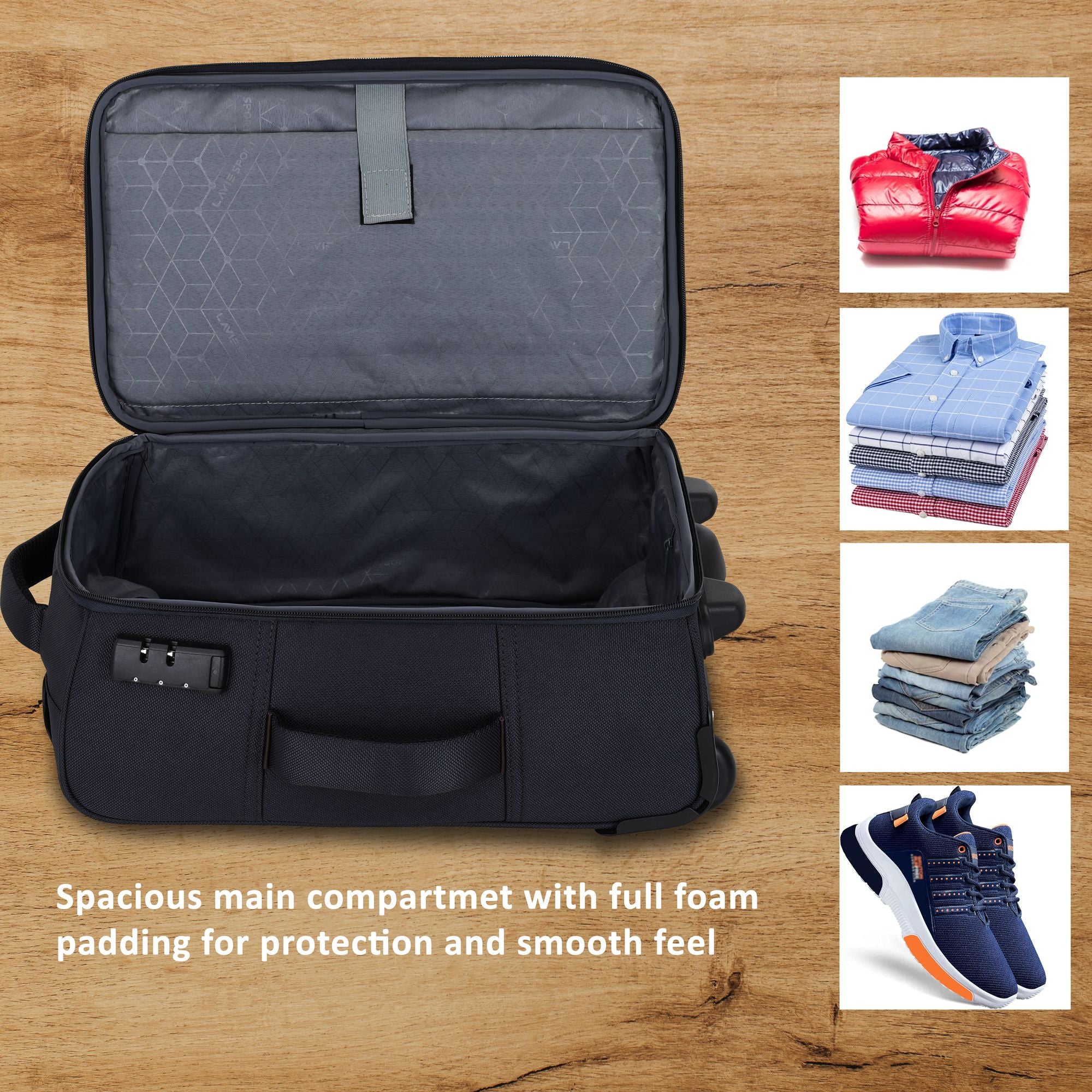 Royalty Wheel Duffle Bag Laptop Compatible Combi Lock Black/Black