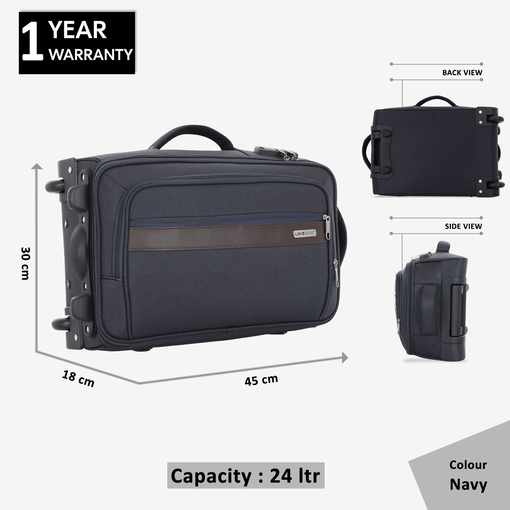 Royalty Wheel Duffle Bag Laptop Compatible Combi Lock C.Blue/Choco