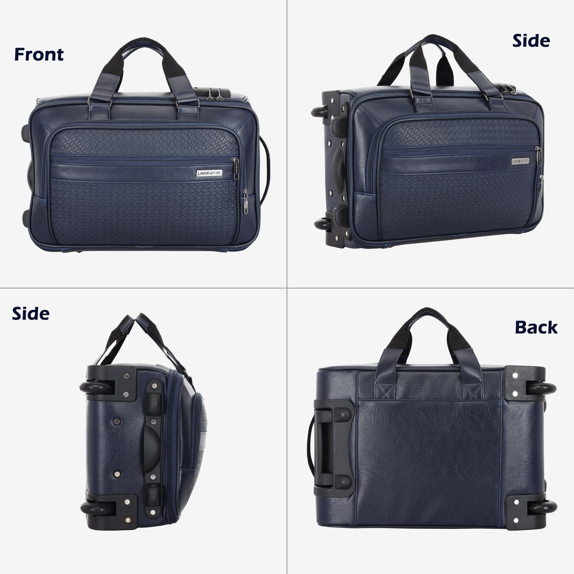 Premium Metro Trolley Laptop Compatible Combi Lock Overnighter Duffle Bag Navy