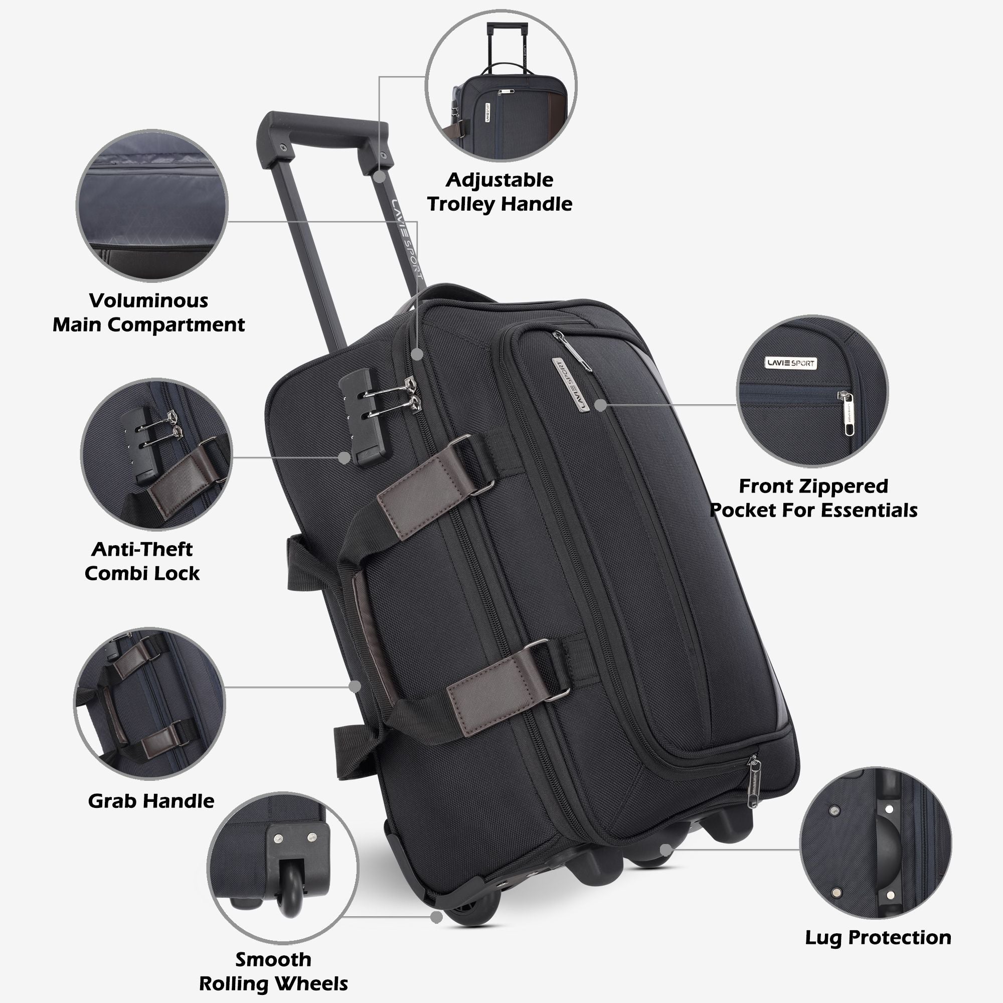 Matrix Wheel Duffle Bag Laptop Compatible Combi Lock Black/Choco