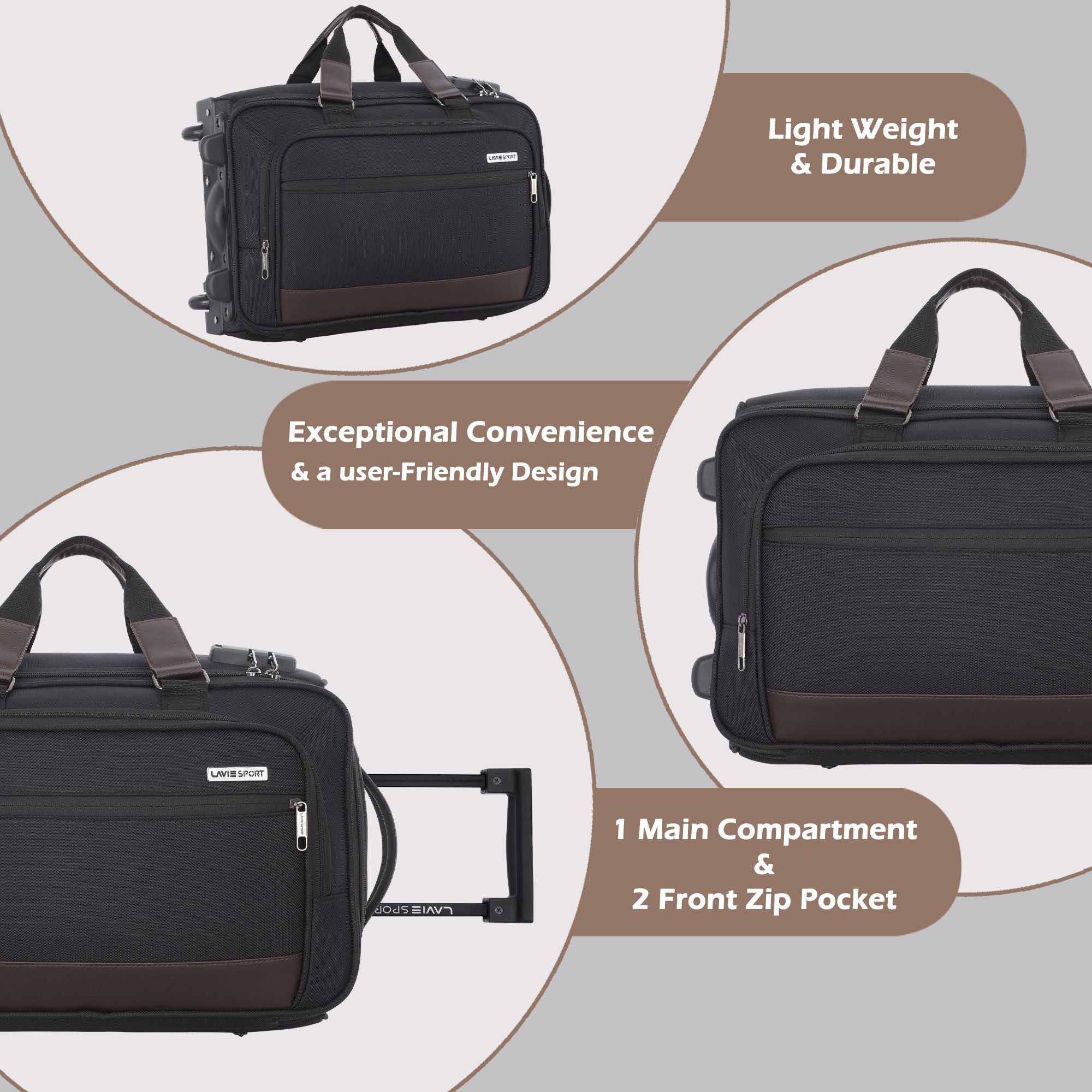 Matrix Wheel Duffle Bag Laptop Compatible Combi Lock Black/Choco