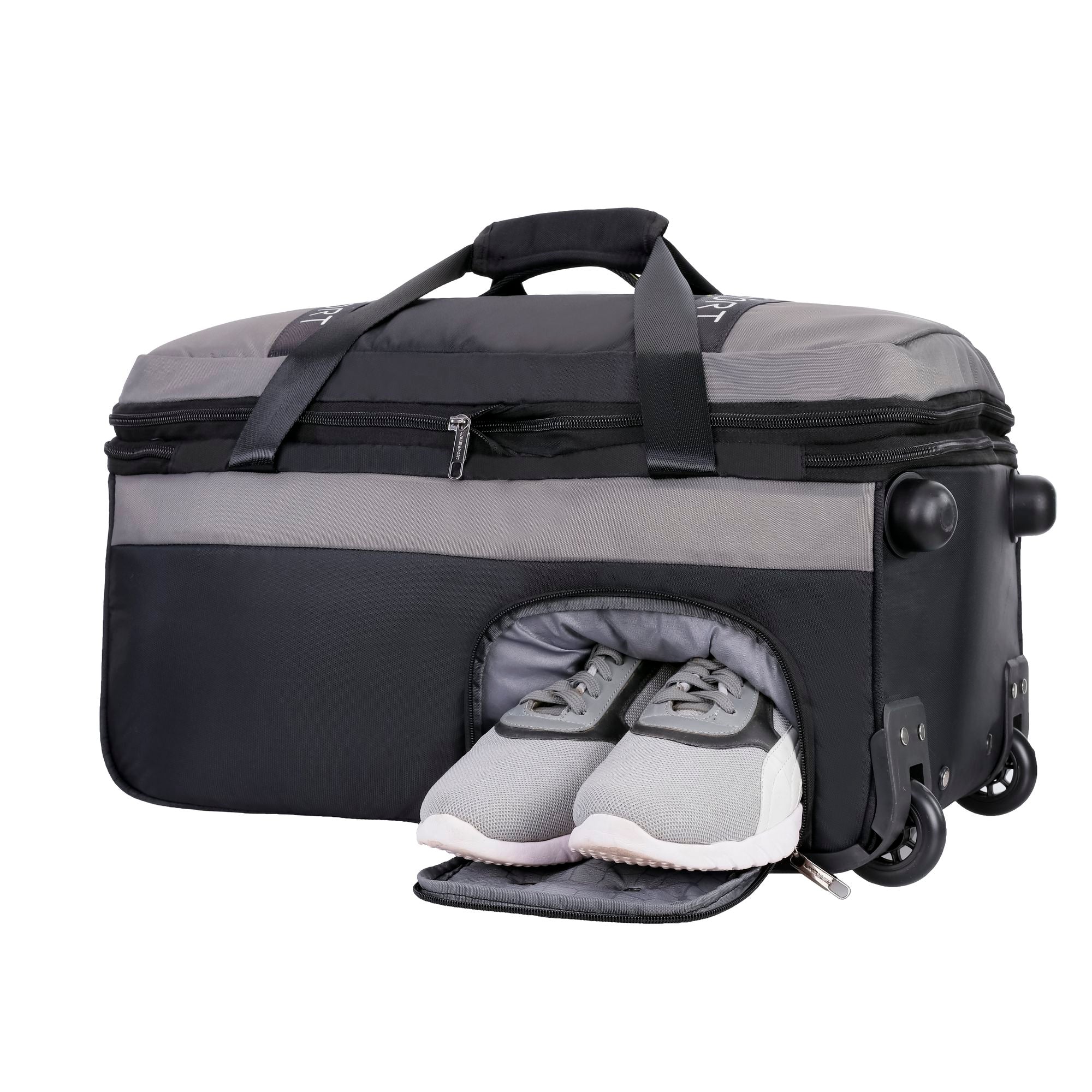 Apollo Wheel Duffle Trolley Bag Black/Grey