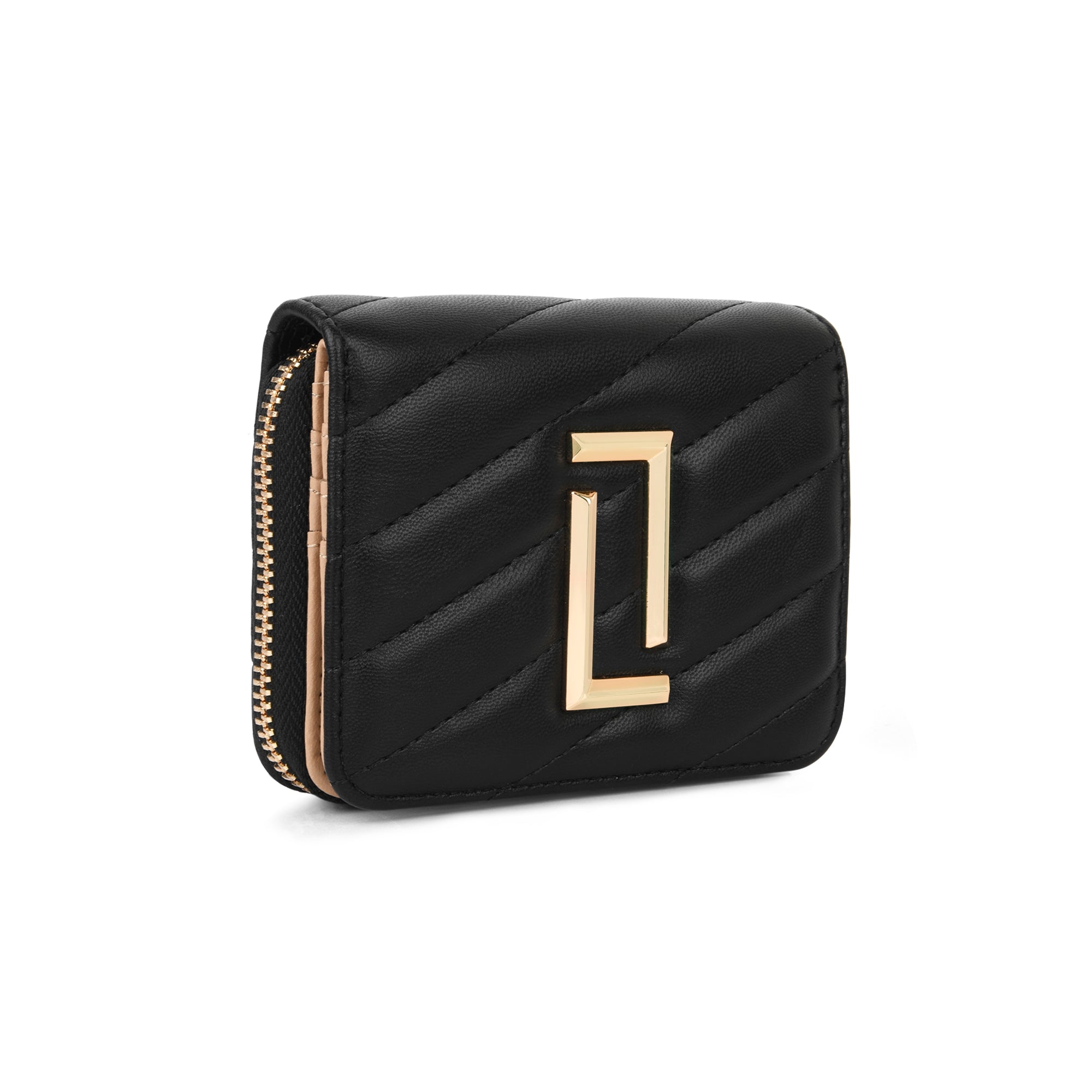 Lavie Luxe Black Small Women's Diagonal Flap Wallet