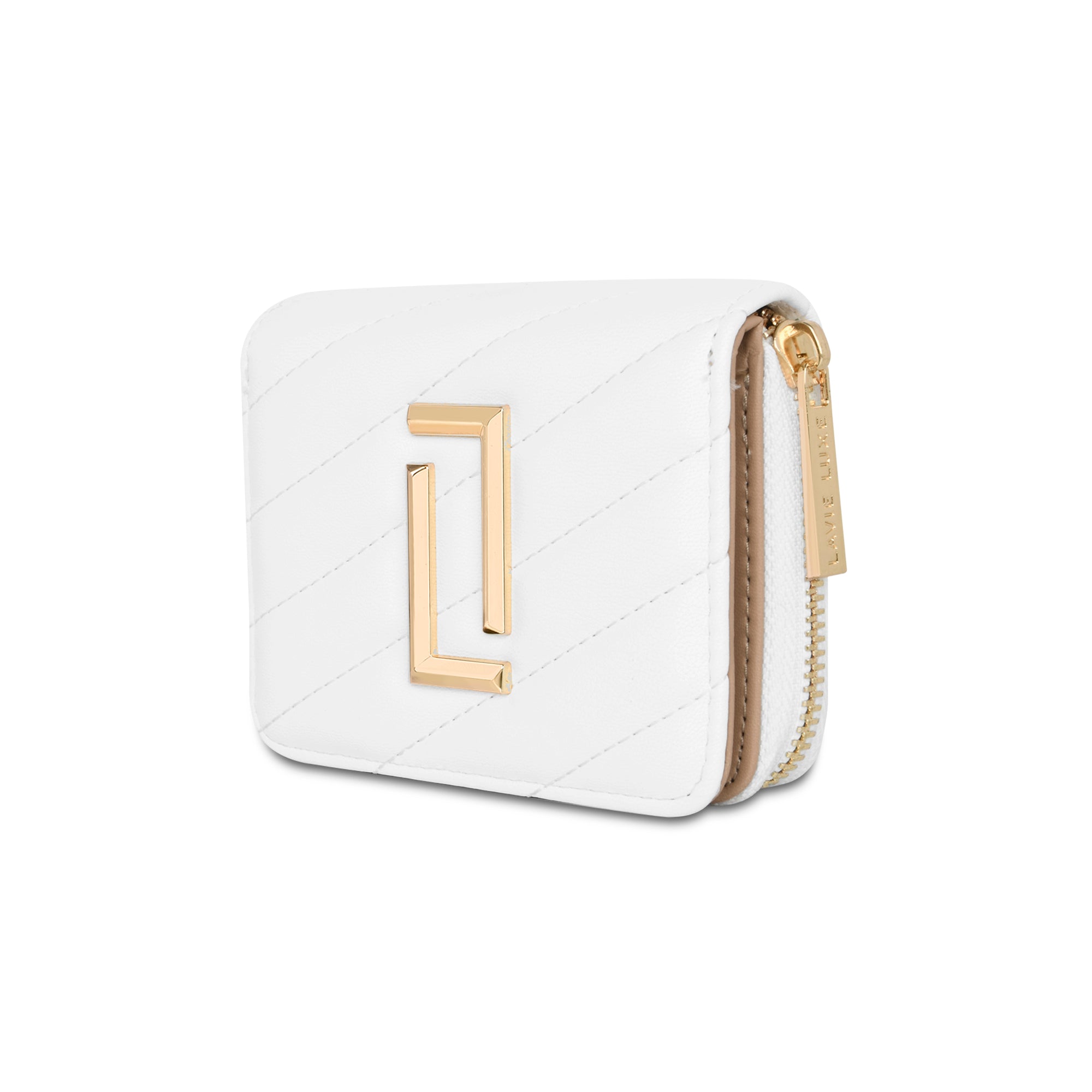 Lavie Luxe White Small Women's Diagonal Flap Wallet