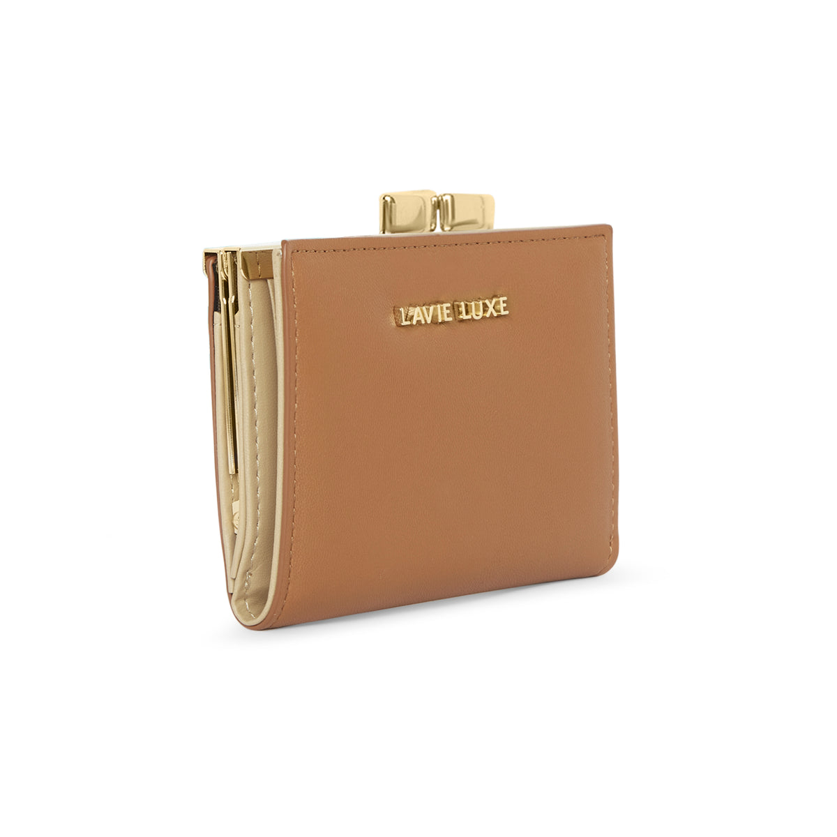 Lavie Luxe Tan Small Women's Frame Wallet