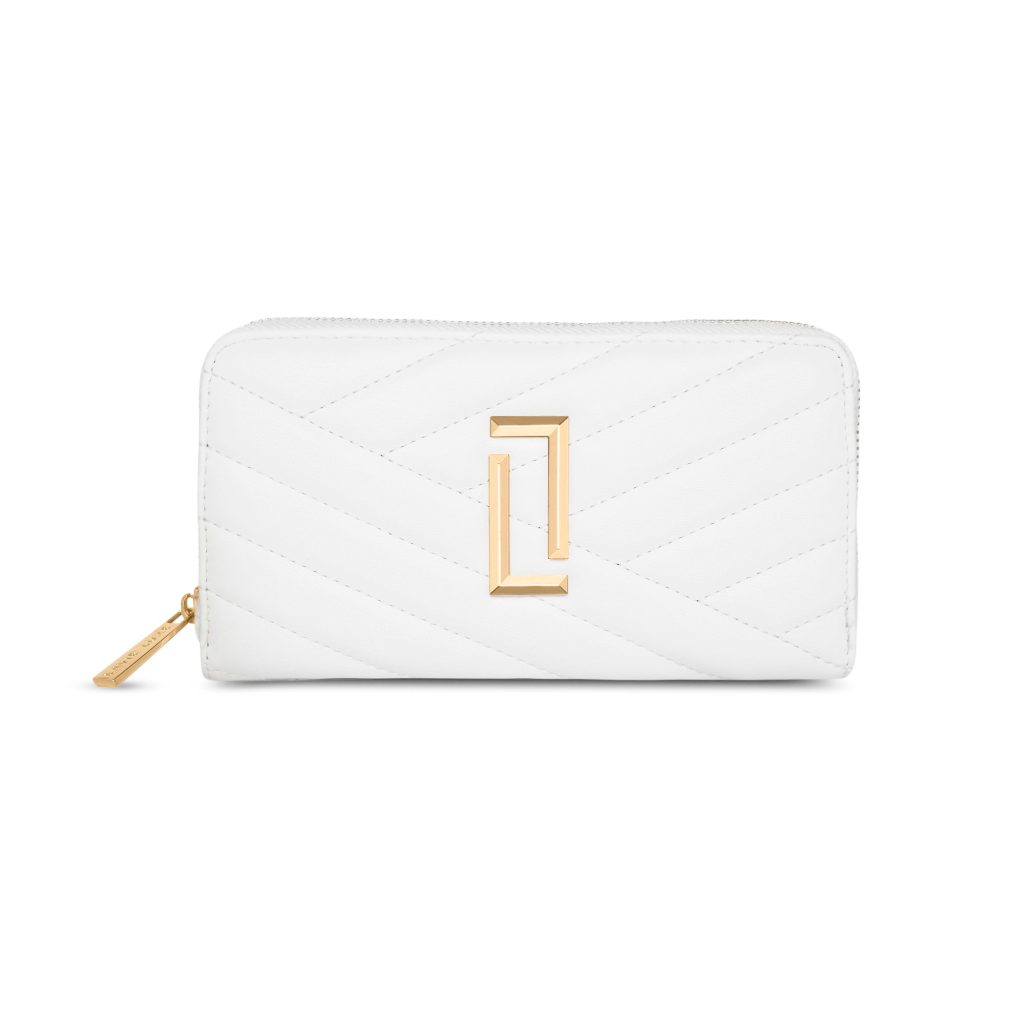 Lavie Luxe White Large Women's Cross Quilt Zip Around Wallet