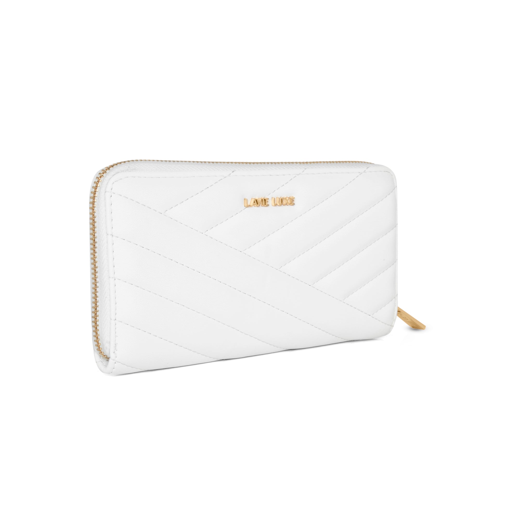 Lavie Luxe White Large Women's Cross Quilt Zip Around Wallet