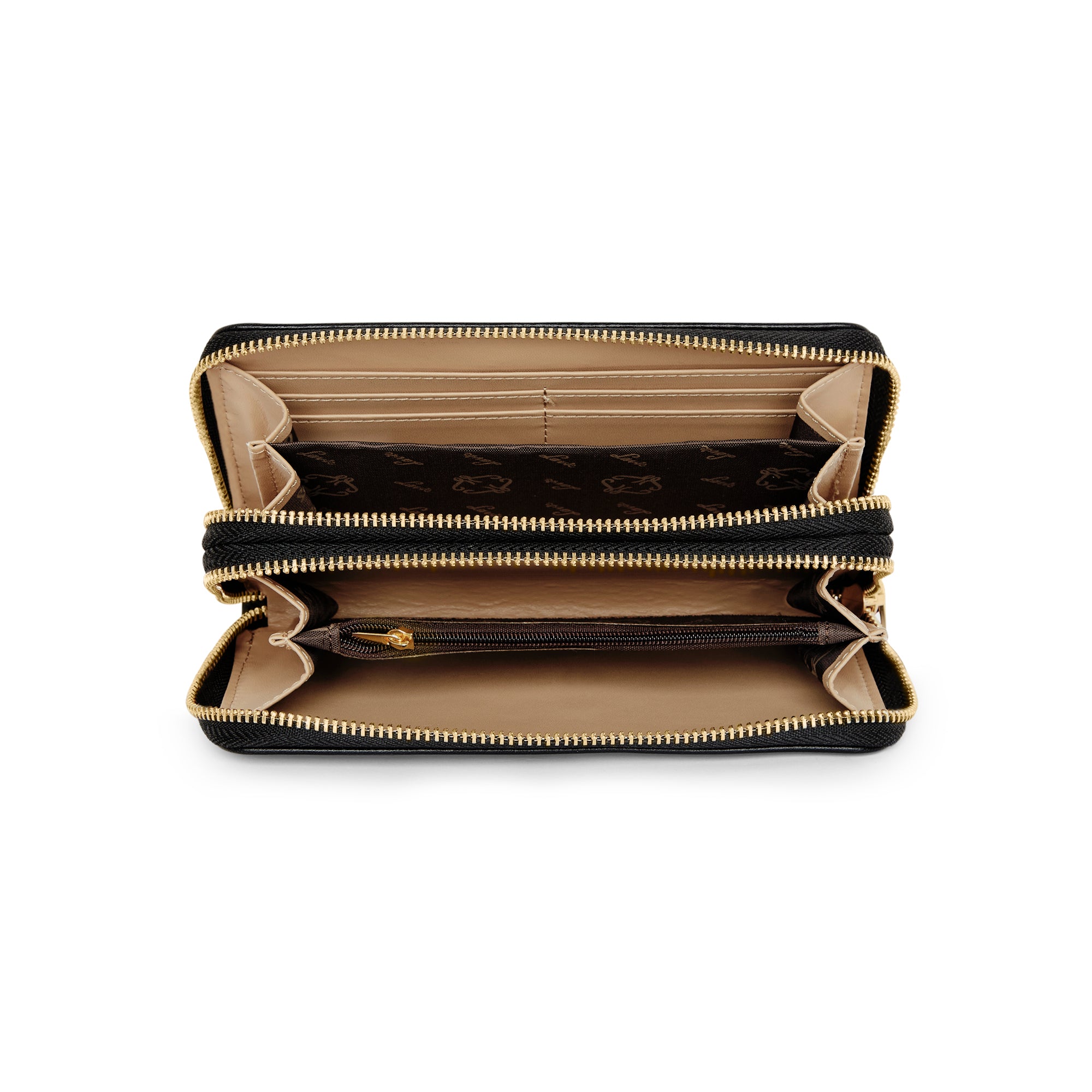 Lavie Luxe Black Large Women's Dual Zip Wallet