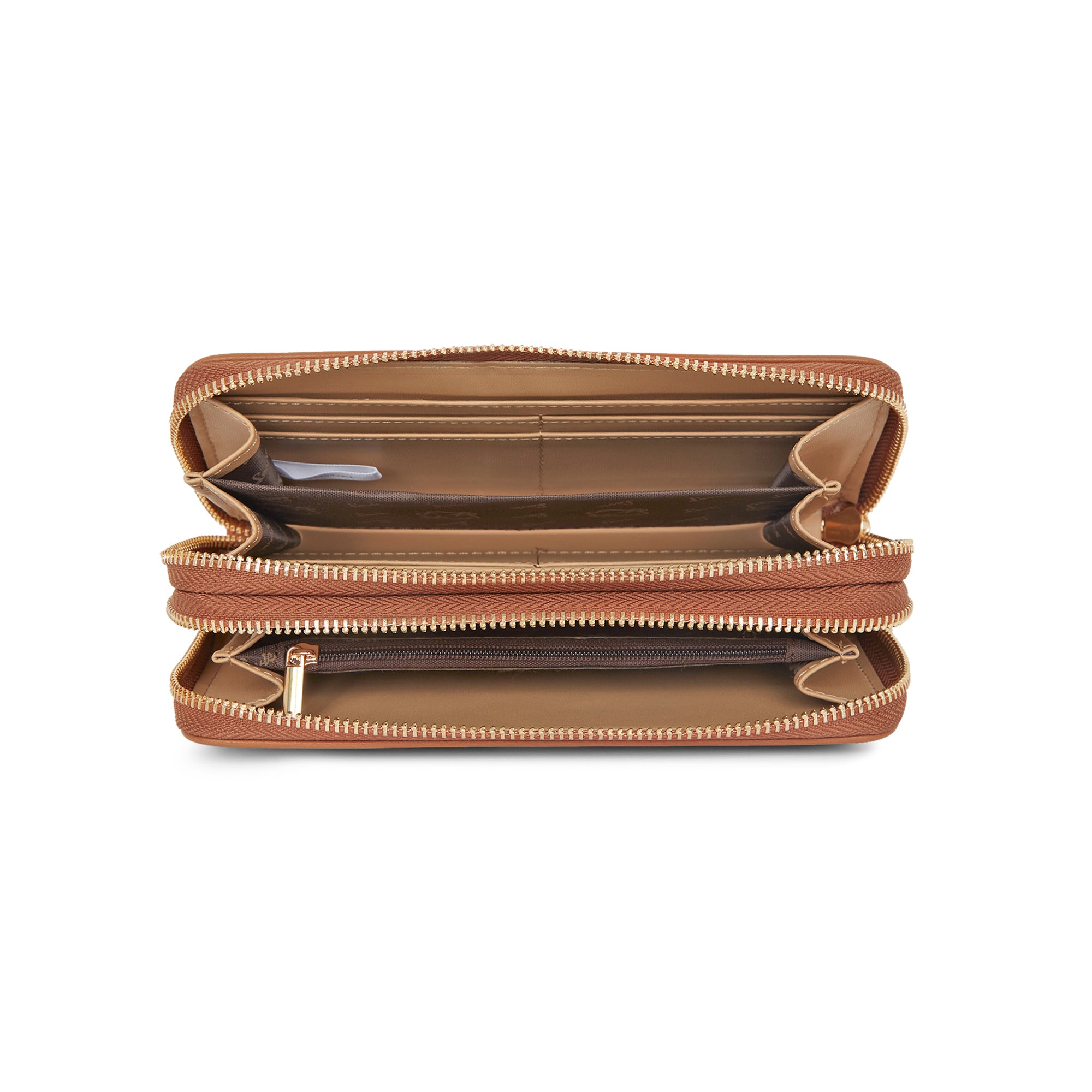 Lavie Luxe Tan Large Women's Dual Zip Wallet