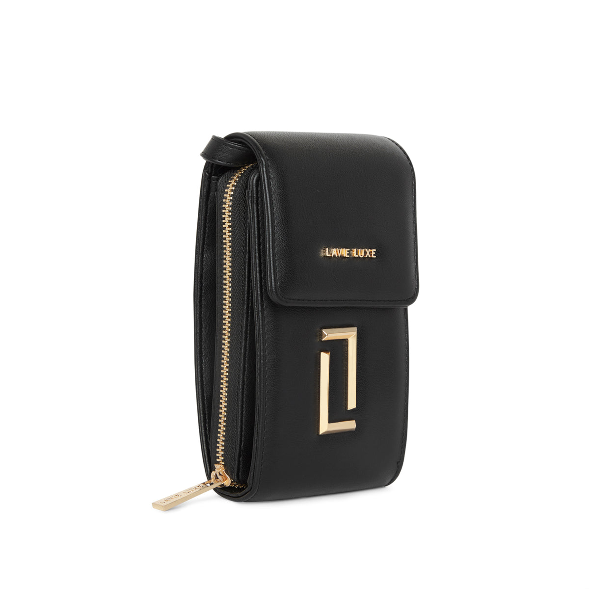 Lavie Luxe Black Large Women's Vertical Zip Sling Bag Wallet