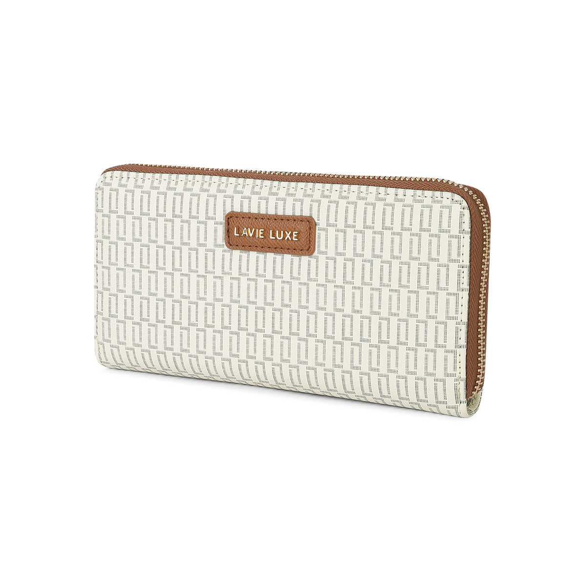 Lavie Luxe Mono Sacy Off White Large Women's Zip Around Wallet