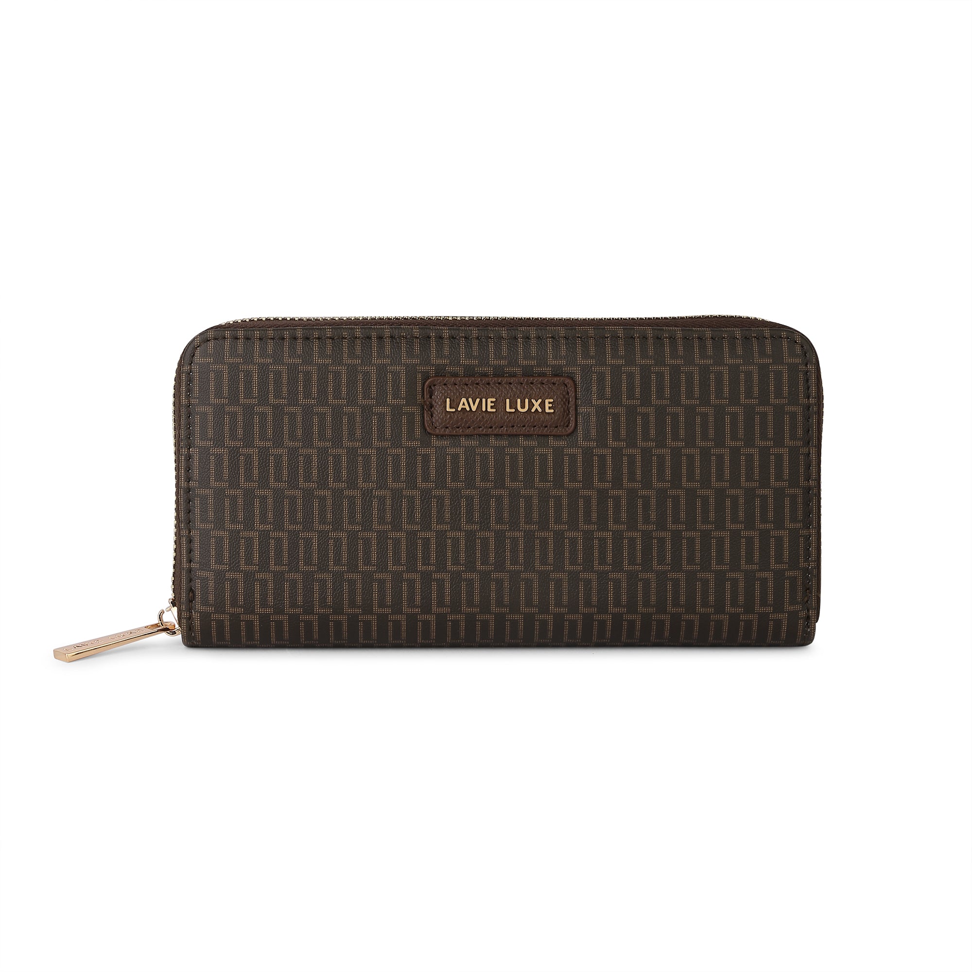 Lavie Luxe Mono Sacy Choco Large Women's Zip Around Wallet