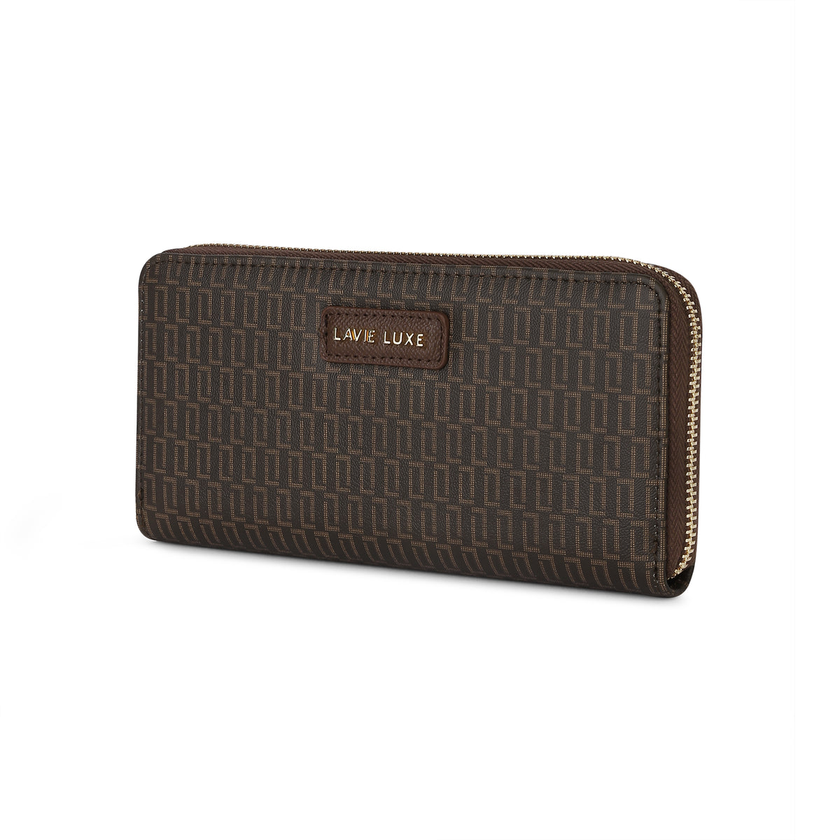 Lavie Luxe Mono Sacy Choco Large Women's Zip Around Wallet