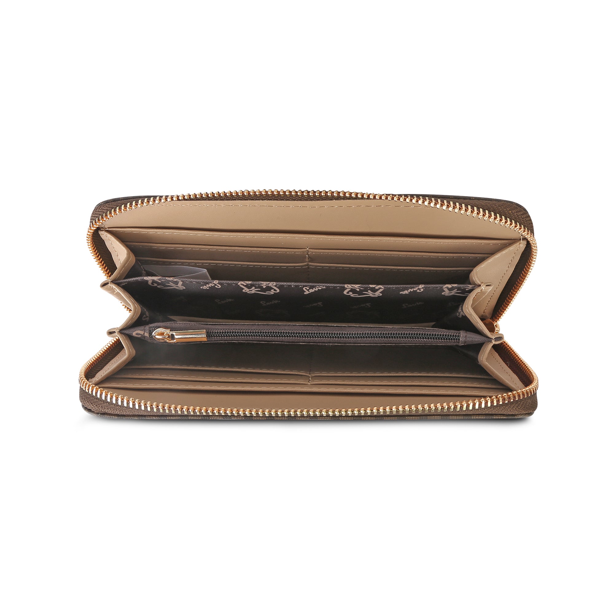 Lavie Luxe Mono Sacy Choco Large Women's Zip Around Wallet