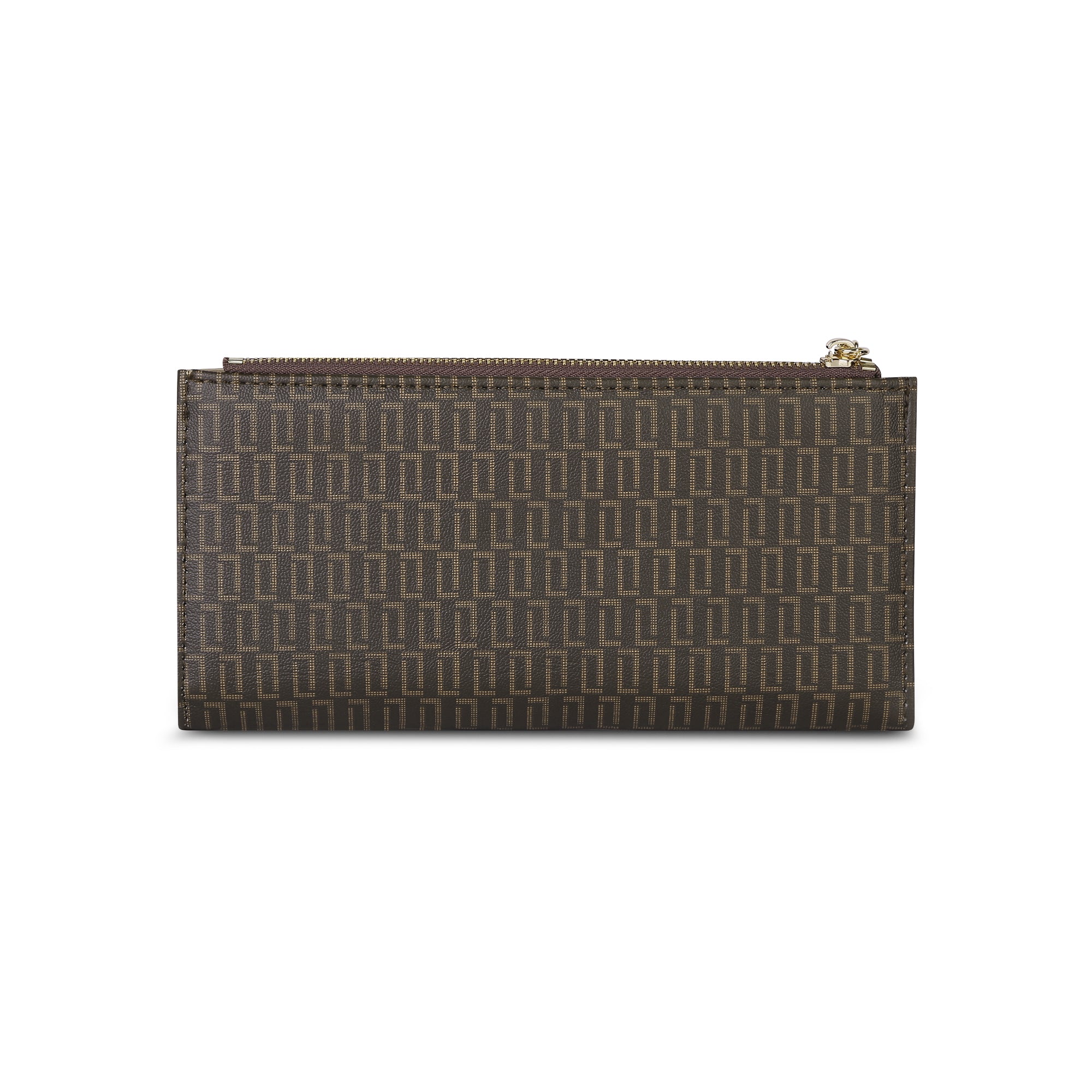Lavie Luxe Mono Safain Choco Large Women's Bifold Zip Wallet