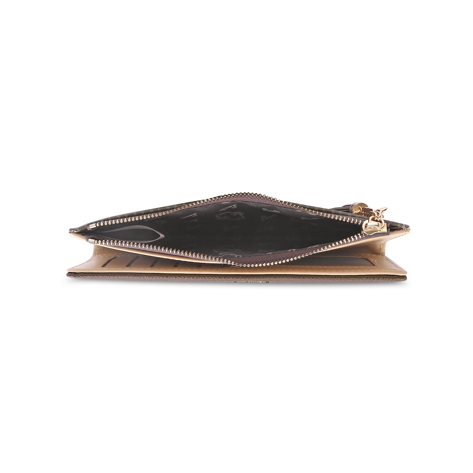 Lavie Luxe Mono Safain Choco Large Women's Bifold Zip Wallet