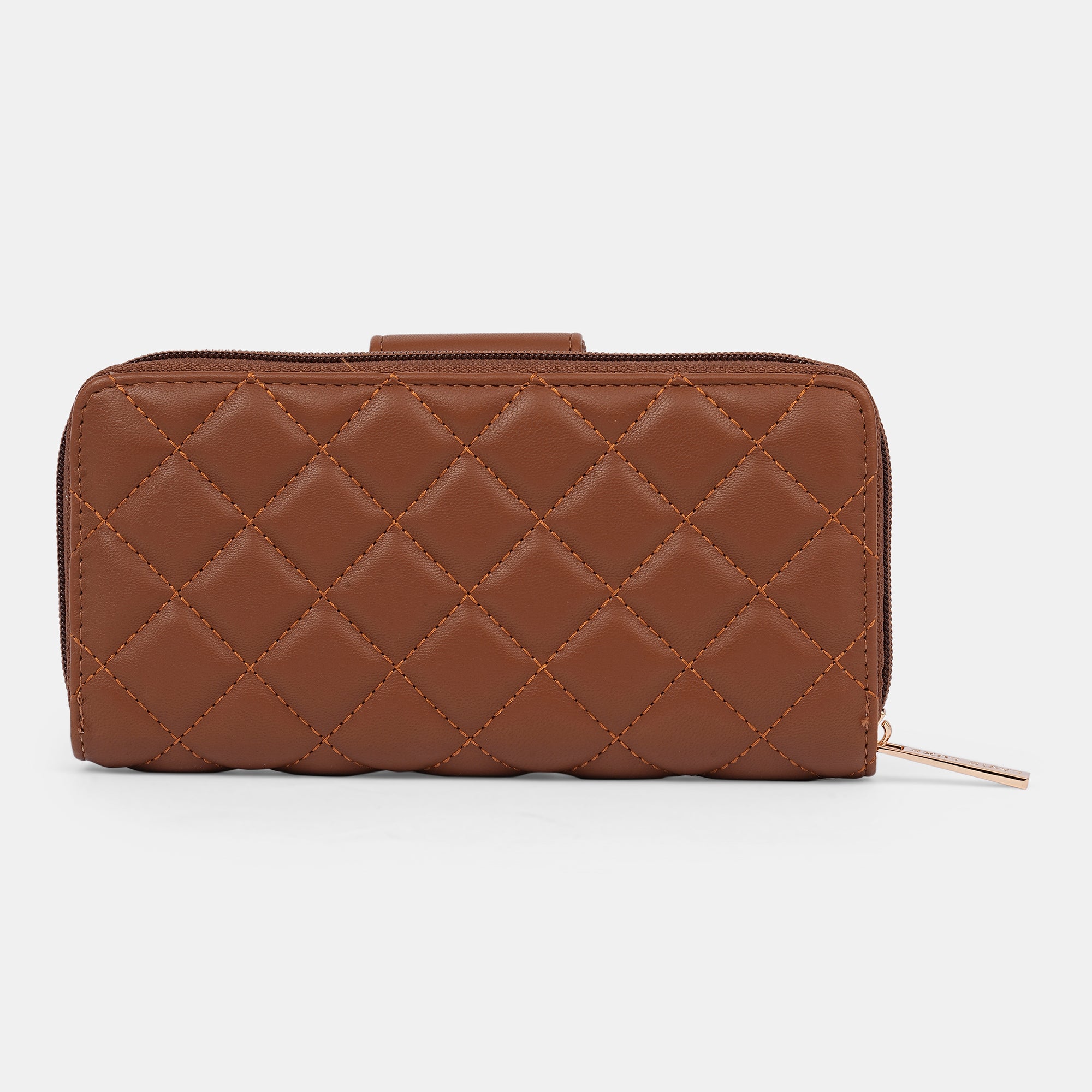 Lavie Luxe Diamond Bifold Tan Large Women's Zip Wallet