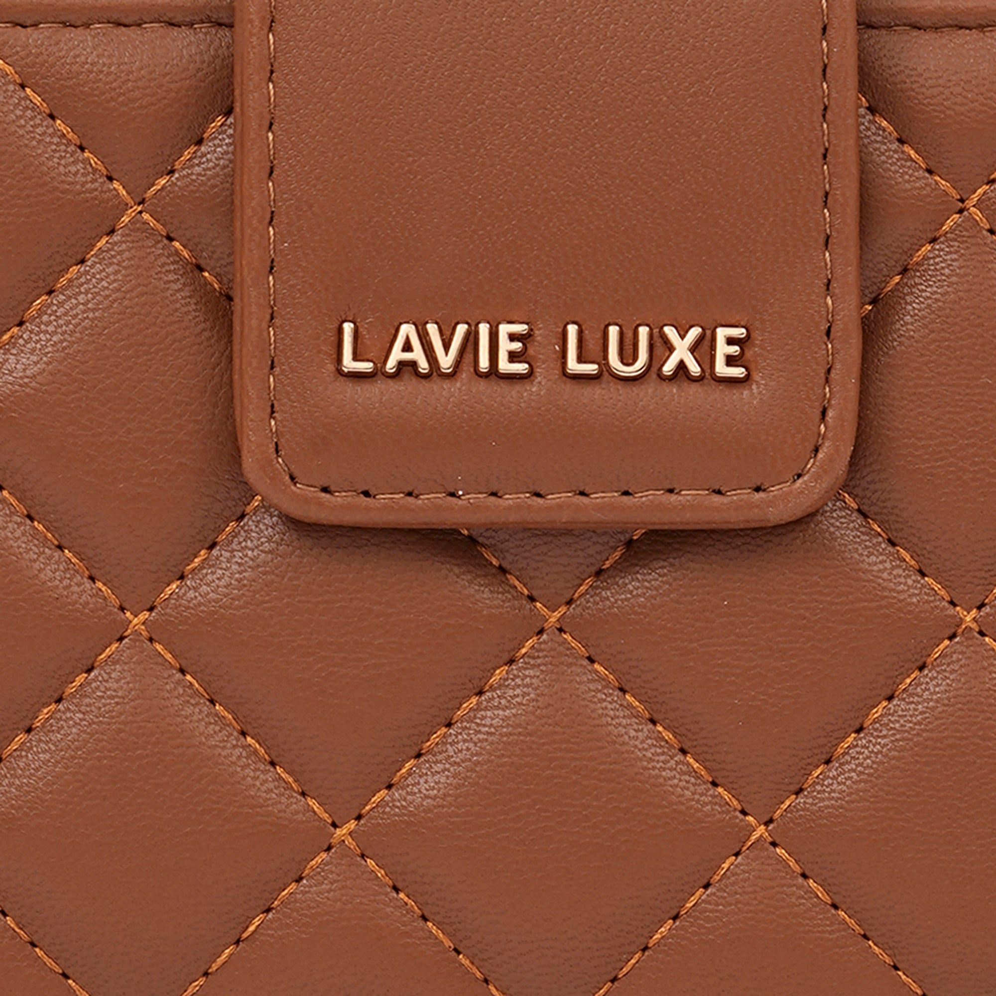Lavie Luxe Diamond Bifold Tan Large Women's Zip Wallet