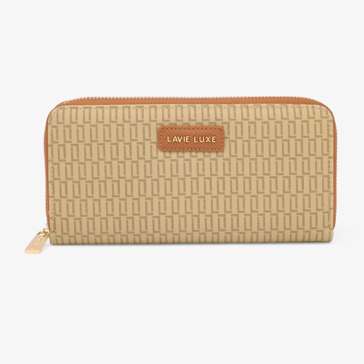 Lavie Luxe Mono Sacy Taupe Large Women's Zip Wallet