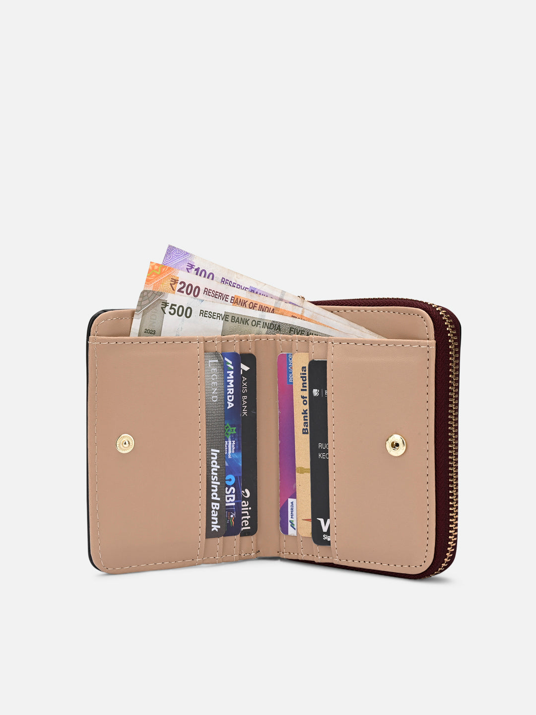 Utah Colourblock Flap Small Zip Around 'S Ladies Wallet Maroon