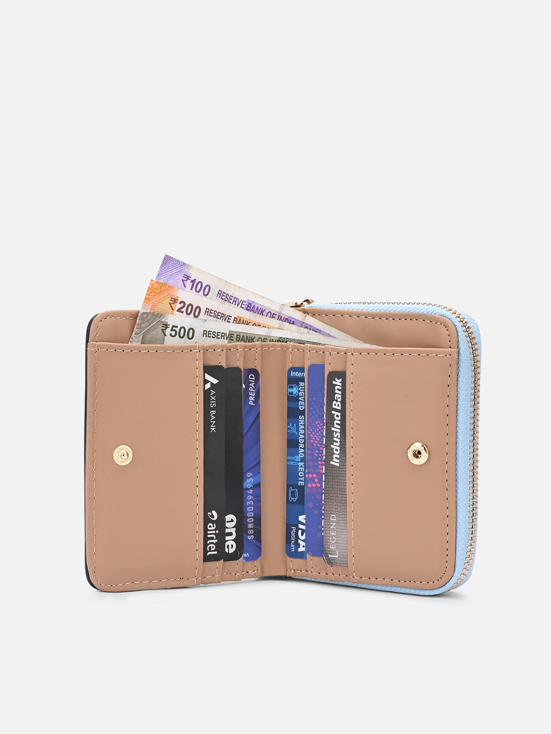 Utah Colourblock Flap Small Zip Around 'S Ladies Wallet Pale Blue