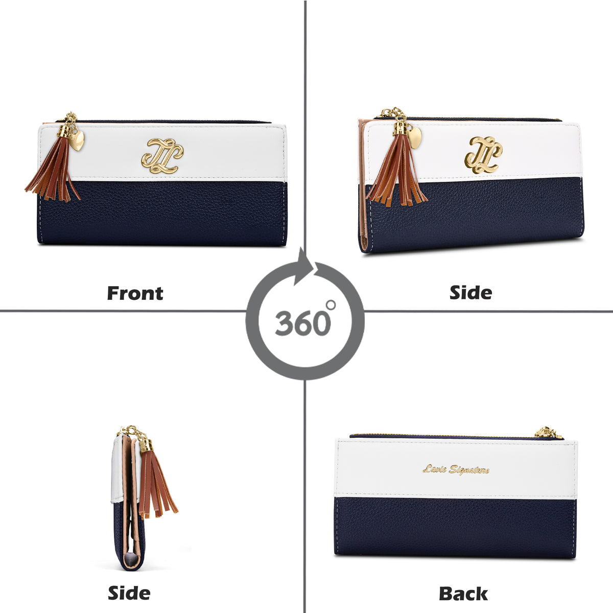 Vermont Colourblock Bifold Zip 'S Ladies Wallet Navy