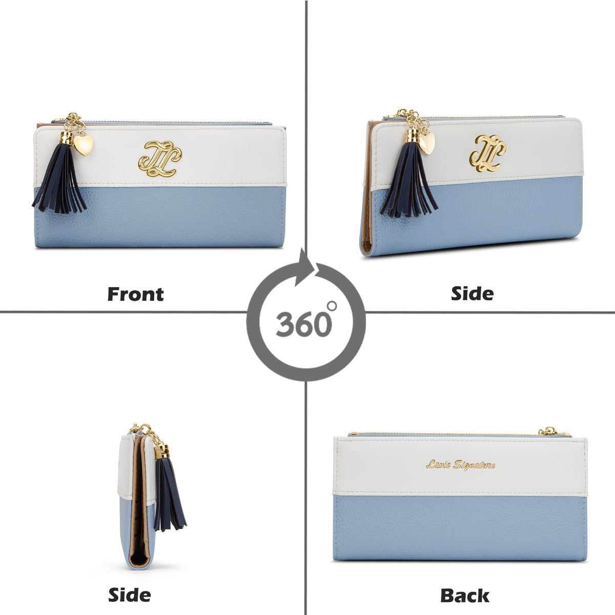 Vermont Colourblock Bifold Zip 'S Ladies Wallet Pale Blue